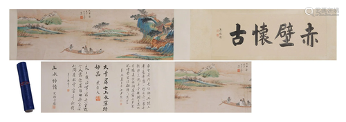 A CHINESE PAINTING OF BOATING AMONG RIVERSCAPE SIGNED ZHANG ...