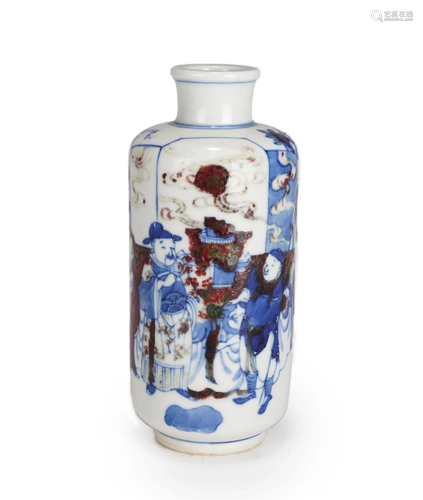 A CHINESE UNDERGLAZE BLUE AND COPPER RED VASE