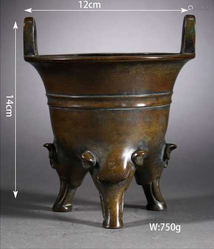 Bronze Elephant-Leg Tripod Censer