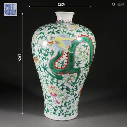 Doucai Glaze Dragon and Phoenix Meiping Vase