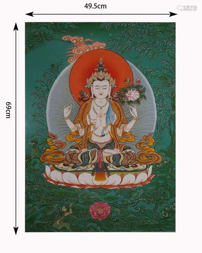 Thangka of Four-Armed Avalokitesvara