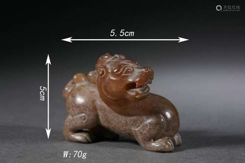 Carved Brownish Jade Horse Ornament