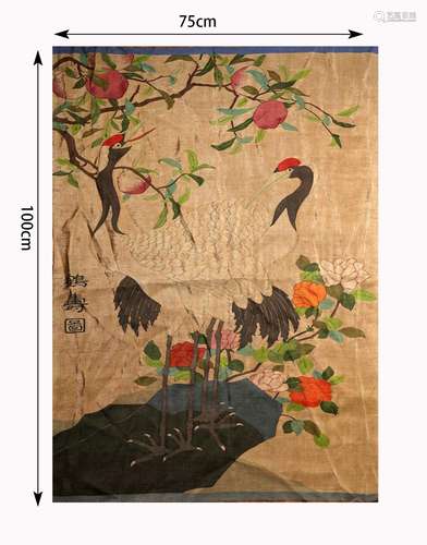 Chinese Silk Kesi Panel of Longevity