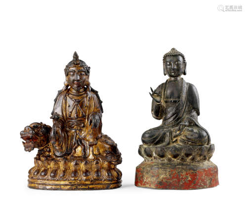 明代 銅釋迦牟尼佛像、男相菩賢觀音像
