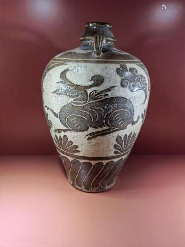 Carved plum vase