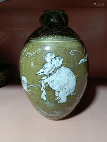 Old kiln celadon plus white four series bottle