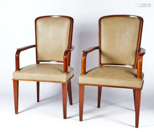 André ARBUS (1903-1969),Suite de quatre fauteuils en acajou ...