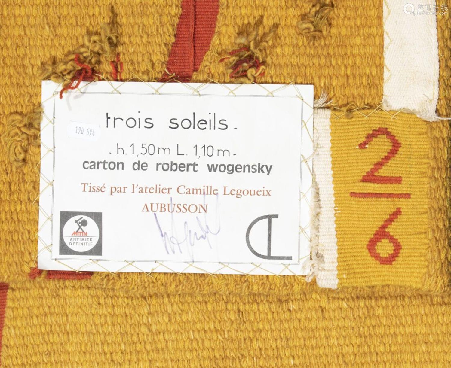 Robert WOGENSKY (1919-2019),(d'apres un carton de) ,« Trois ...