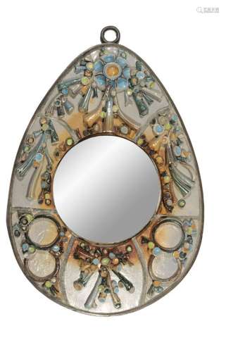 ROLAND ZOBEL (1915-2006),Important miroir en céramique émail...