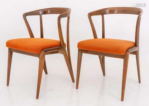 Bertha Schaefer Mid-Century Modern Arm Chairs Pair