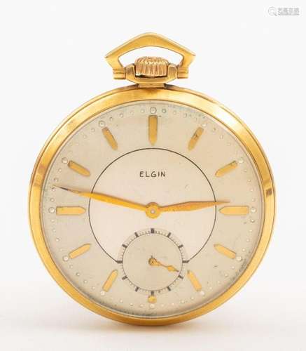 Vintage Elgin 14K Gold Open Face Pocket Watch 17J