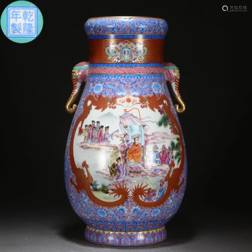 A Chinese Falangcai Immortals Zun Vase