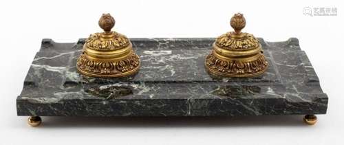 Marble and Gilded Metal Desk Set