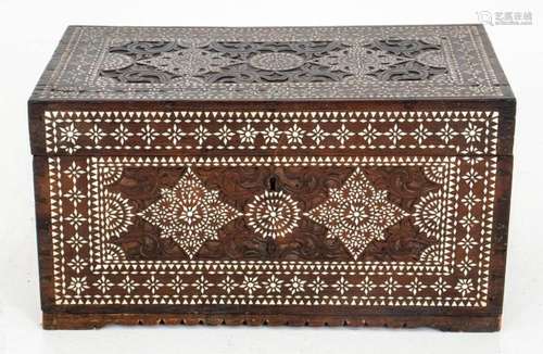 Middle Eastern Abalone Inlaid Wood Chest