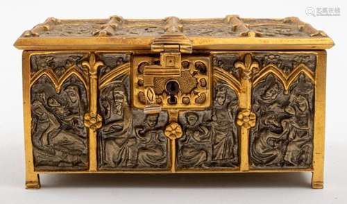 Erhard Sohne Gothic Revival Silvered Brass Casket