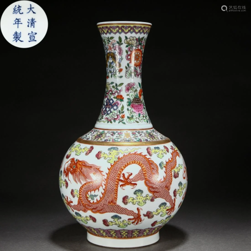 A Chinese Famille Rose Dragon Decorative Vase