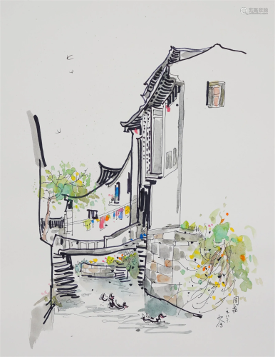 Wu Guanzhong, Ink with Watercolor on Paper