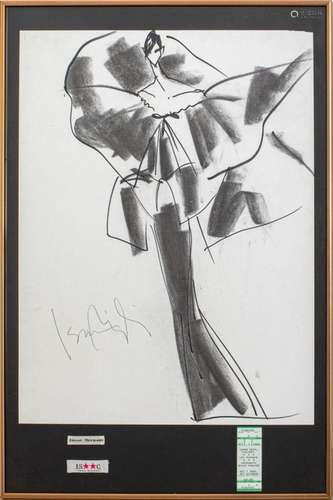 Isaac Mizrahi Mixed Media Fashion Sketch, 2000