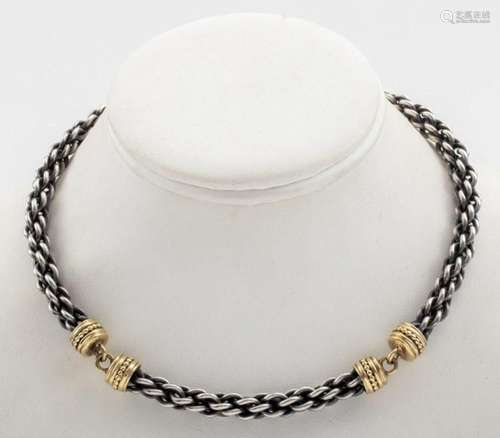 Vintage Sterling Silver & 18K Gold Collar Necklace