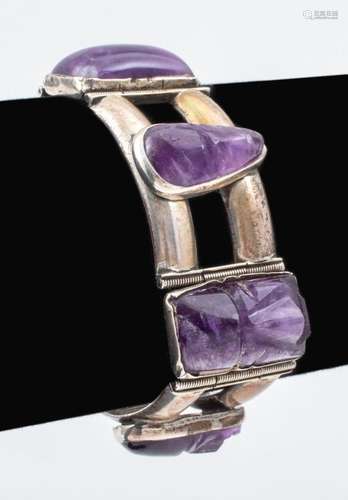 Vintage Taxco Mexican Sterling Amethyst Bracelet