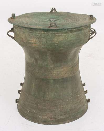 Southeast Asian Manner Bronze Rain Drum Side Table