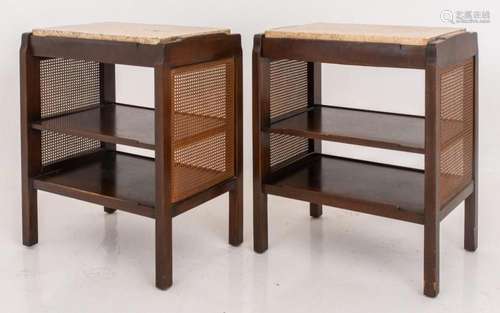 Edward Wormley Caned Lamp Tables for Dunbar