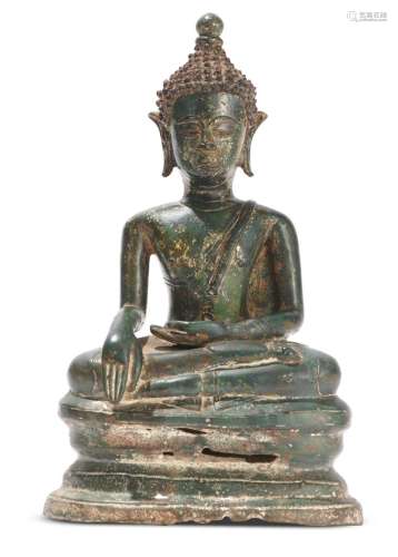 A LAOTIAN BRONZE FIGURE OF BUDDHA CIRCA 16TH CENTURY