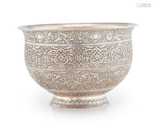 AN EGYPTIAN CHASED SILVER BOWL CIRCA EARLY 20TH CENTURY