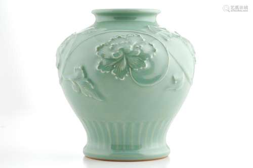 A JAPANESE STUDIO CELADON VASE BY MIYANAGA TOZAN I (1868-194...