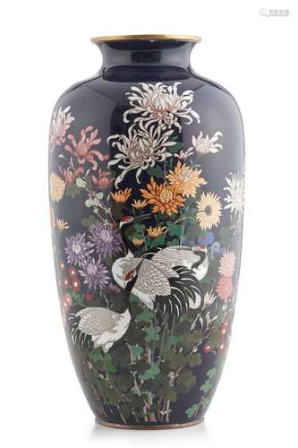 A LARGE JAPANESE CLOISONNE CRANE VASE TAISHO (1912-1926) OR ...