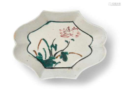 A JAPANESE KO-KUTANI SHAPED DISH EDO PERIOD (1603-1868), 164...