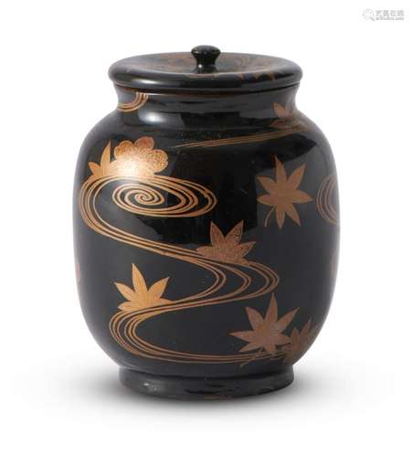 A JAPANESE LACQUER 'CHAIRE' TEA CONTAINER EDO PERIOD...