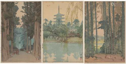 THREE JAPANESE SHIN-HANGA PRINTS, HIROSHI YOSHIDA (1876-1950...