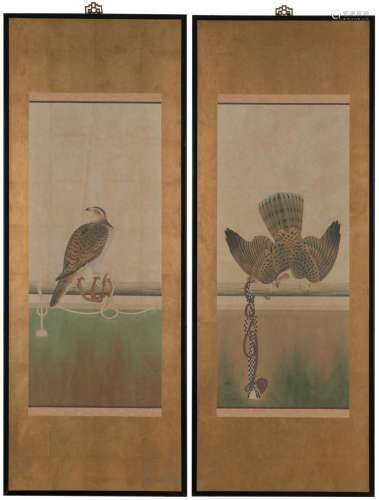 A PAIR OF JAPANESE PAINTINGS MEIJI (1868-1912) OR TAISHO PER...