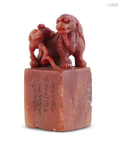 A CHINESE RED SOAPSTONE SEAL QING DYNASTY (1644-1912)