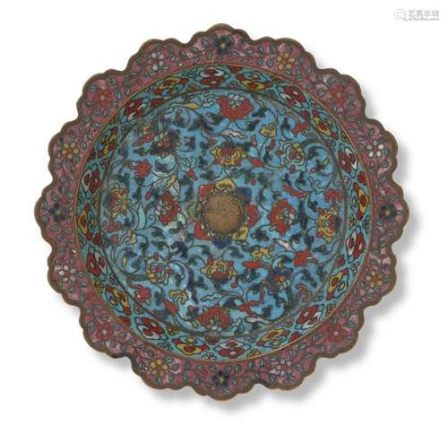 A CHINESE CLOISONNE DISH WANLI MARK (1572-1620), AND OF THE ...