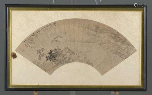 A CHINESE INSCRIBED FAN PAINTING BY YUANXI MA QING DYNASTY (...