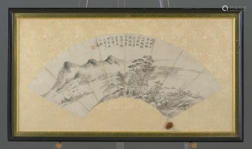 A CHINESE INSCRIBED FAN PAINTING QING DYNASTY (1644-1912)