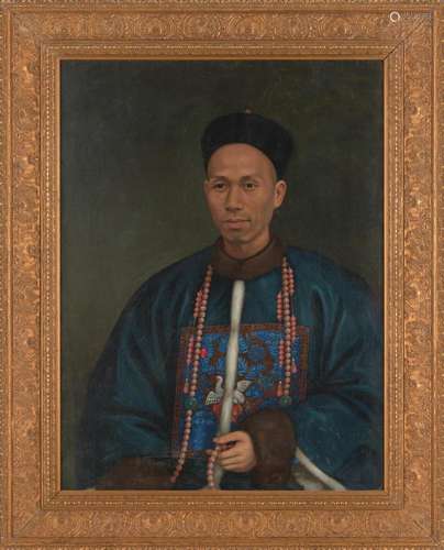 A CHINESE EXPORT PAINTING OF AN OFFICIAL QING DYNASTY (1644-...