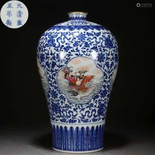 A Chinese Famille Rose Eight Immortals Vase Meiping