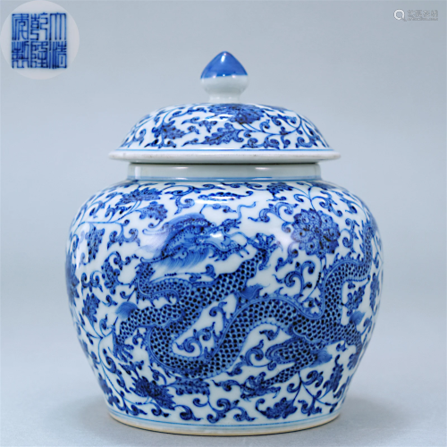 A Chinese Blue and White Draogn Jar