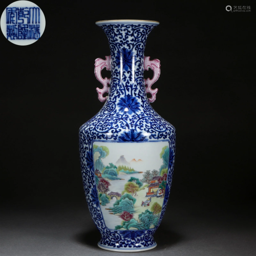 A Chinese Famille Rose Landscape Vase