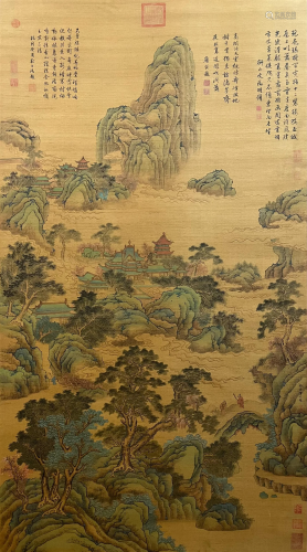 A Chinese Scroll Painting By Qiu Ying and Tang Yin and Wen Z...