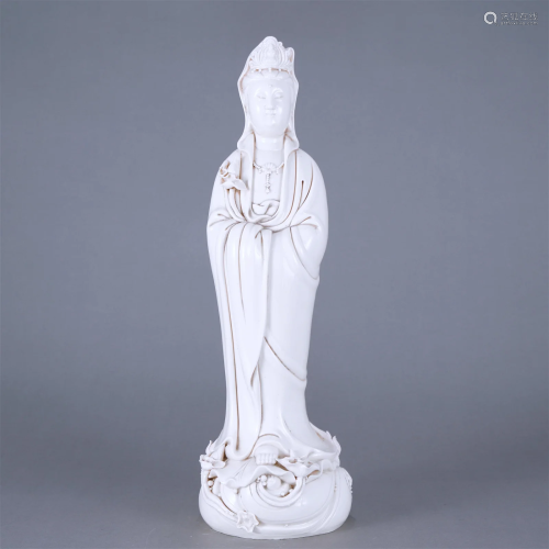 A Chinese Blanc-de-Chines Standing Guanyin