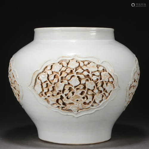 A Chinese Tianbai Glaze Floral Jar