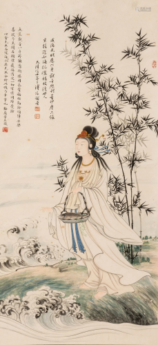 A Chinese Scroll Painting By Pu Ru and Mei Lanfang