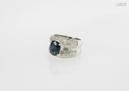 Blue Sapphire White Gold Ring