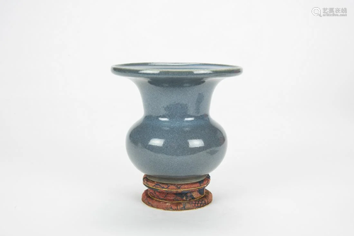 Qing-A Blue-Purpleish Glazed Vase. 'Da Qing Qianlong Ni...