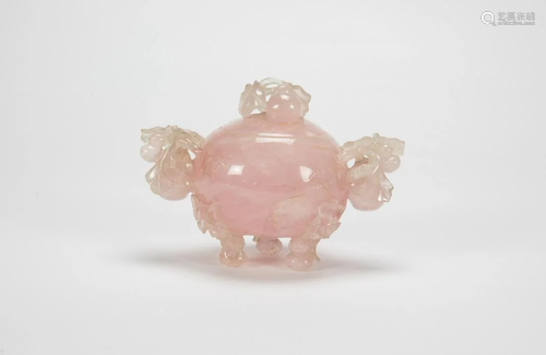 Republic - A Pink Tourmaline Carved Tri-Pot Cover Censer