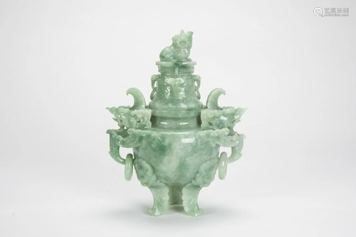 Early 20th Century - A Jadeite Censer with cover